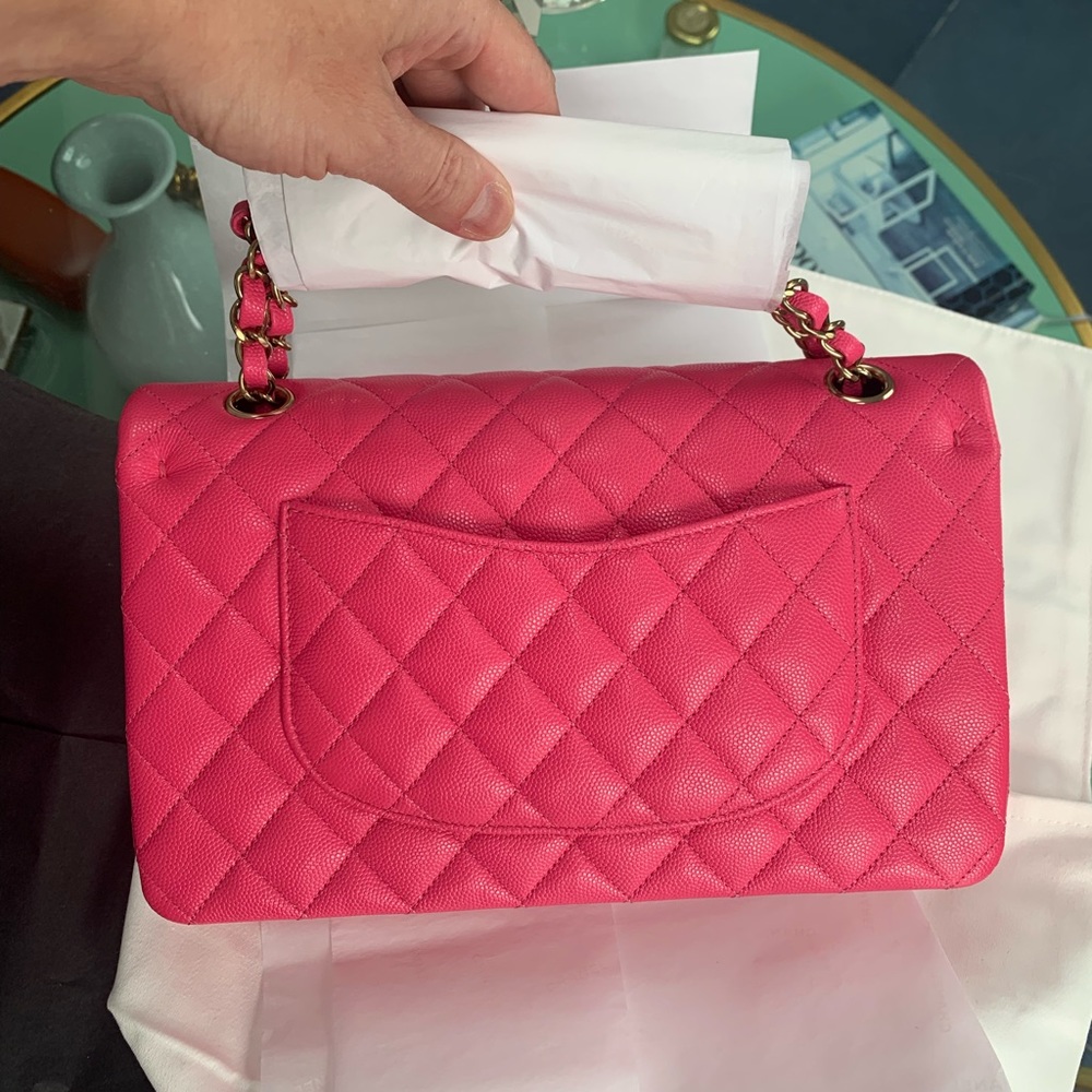 CHANEL Medium Classic Double Flap Bag Pink NK289 Caviar LGHW 22K New /r… - Picture 8 of 15